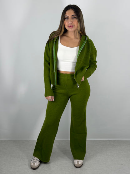 Conjunto Marfil (Pantalón + Campera Doble Cierre con Capucha)