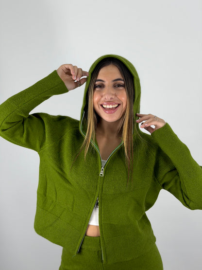 Conjunto Marfil (Pantalón + Campera Doble Cierre con Capucha)