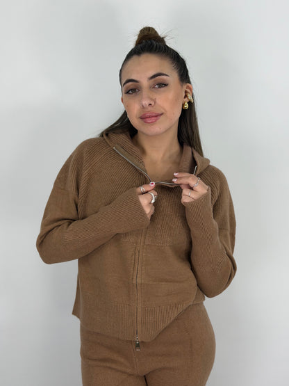 Conjunto Marfil (Pantalón + Campera Doble Cierre con Capucha)